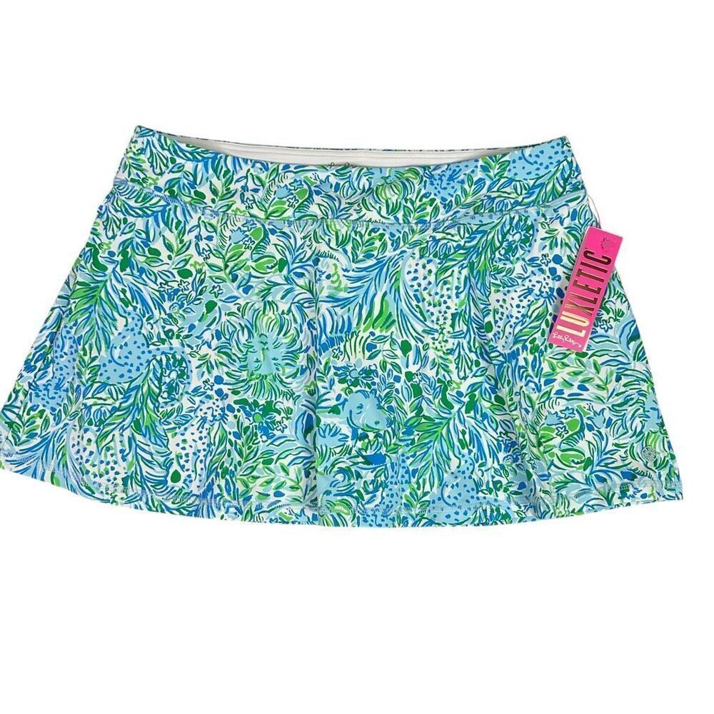 Lilly Pulitzer Aila Skort size XL Hydra Blue Dandy Lions